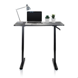 Bureau assis-debout - hjh OFFICE - STAND CR - Noir - Panneau MDF cadre en acier