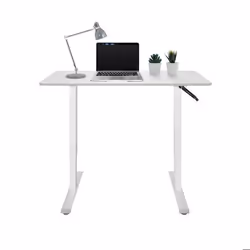 Bureau assis-debout - hjh OFFICE - STAND CR - Blanc - Panneau MDF cadre en acier