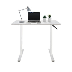 Bureau assis-debout - hjh OFFICE - STAND CR - Blanc - Panneau MDF cadre en acier