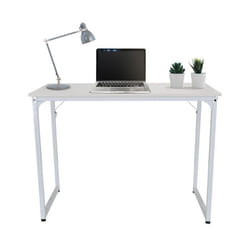 Bureau - hjh OFFICE - WORKSPACE I - Blanc - Panneau de particules mélaminé structure en acier peinte en époxy