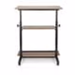 Bureau assis-debout - hjh OFFICE - WORKSTATION II - Noir/Noyer - Panneau de particules mélaminé structure en acier peinte en ...