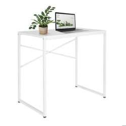 Bureau - hjh OFFICE - EASY UP H I - Blanc - Panneau de particules mélaminé structure en acier peinte en époxy