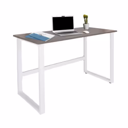 Bureau - hjh OFFICE - WORKSPACE LIGHT I - Gris/Blanc - Panneau de particules mélaminé structure en acier peinte en époxy