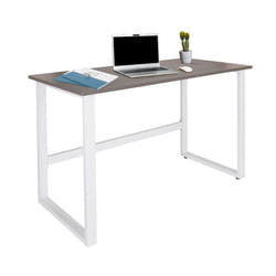 Bureau - hjh OFFICE - WORKSPACE LIGHT I - Gris/Blanc - Panneau de particules mélaminé structure en acier peinte en époxy