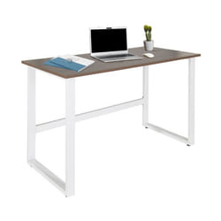 Bureau - hjh OFFICE - WORKSPACE LIGHT I - Noyer/Blanc - Panneau de particules mélaminé structure en acier peinte en époxy
