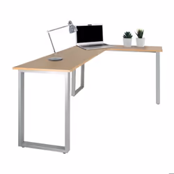 Bureau dangle - hjh OFFICE - WORKSPACE BASIC I - Hêtre/Argent - Panneau de particules mélaminé structure en acier peinte en é ...