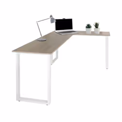 Bureau dangle - hjh OFFICE - WORKSPACE BASIC I - Gris/Blanc - Panneau de particules mélaminé structure en acier peinte en épo ...