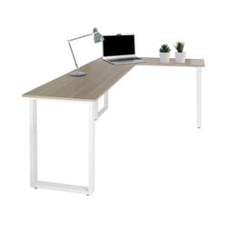 Bureau dangle - hjh OFFICE - WORKSPACE BASIC I - Gris/Blanc - Panneau de particules mélaminé structure en acier peinte en époxy