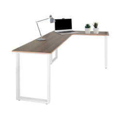 Bureau dangle - hjh OFFICE - WORKSPACE BASIC I - Noyer/Blanc - Panneau de particules mélaminé structure en acier peinte en époxy