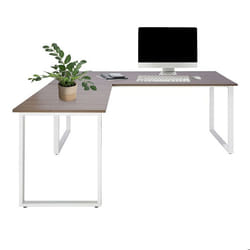 Bureau dangle - hjh OFFICE - WORKSPACE XL I - Gris/Blanc - Panneau de particules mélaminé structure en acier peinte en époxy