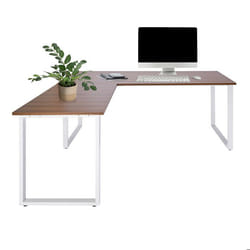 Bureau dangle - hjh OFFICE - WORKSPACE XL I - Noyer/Blanc - Panneau de particules mélaminé structure en acier peinte en époxy
