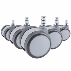 Roulettes - hjh OFFICE - 5x ROLO MOVE 60 11mm/60mm - Blanc/Gris - Métal Plastique