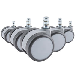 Roulettes - hjh OFFICE - 5x ROLO MOVE 60 11mm/60mm - Blanc/Gris - Métal Plastique