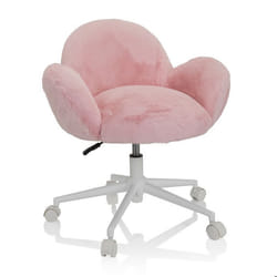 Chaise pivotante pour des enfants - hjh OFFICE - KID TEDDY - Rose - Tissu