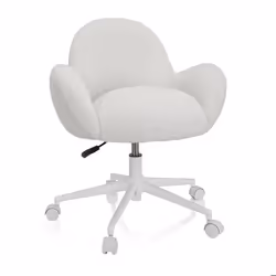 Chaise pivotante pour des enfants - hjh OFFICE - KID TEDDY I - Blanc - Tissu