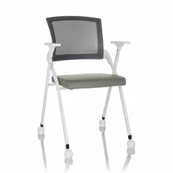 Chaise pliante - hjh OFFICE - PRIORITY II W PU - Gris - simili cuir/tissu à maille