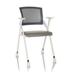 Chaise pliante - hjh OFFICE - PRIORITY II W PU - Gris - simili cuir/tissu à maille