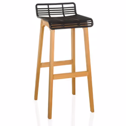 Tabouret de bar - hjh OFFICE - LONSO W - Chêne/Noir - Bois / plastique