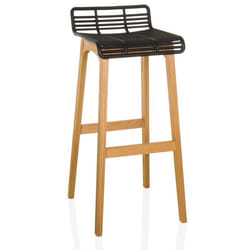 Tabouret de bar - hjh OFFICE - LONSO W - Chêne/Noir - Bois / plastique