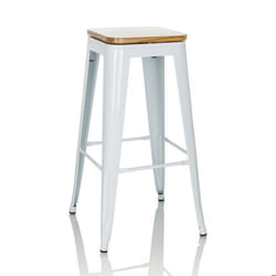 Tabouret de bar - hjh OFFICE - VANTAGGIO HIGH WS - Blanc - Acier / Bois