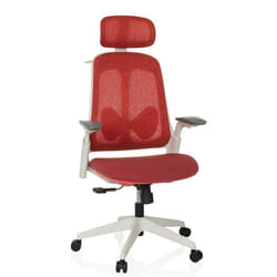 Siège de bureau de qualité professionnelle - hjh OFFICE - ARCEO WF - Rouge - Tissu / Tissu maille