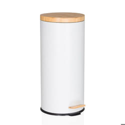 Poubelle - hjh OFFICE - CLEAN BAMBOO - Blanc mat - Métal