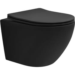 ECD Germany Toilette Suspendu sans Rebord, Noir Mat, avec Siège WC Amovible en Duroplast, Softclose Abaissement Automatique, Chasse d'eau Profonde