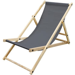 Ecd Germany - Chaise Longue Pliante Chilienne en Bois de Pin, Anthracite, Dossier Réglable, 3 Positions de Couchage, jusqu'à 120kg, Bain de Soleil en