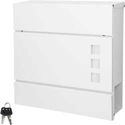 ECD Germany Boîte aux Lettres Murale - 37 x 10,5 x 36,5 cm - avec Compartiment à Journaux et 3 Fenêtres Décoratives - en Acier - Blanc - Y compris le