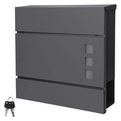 Ecd Germany Boîte Aux Lettres Murale - 37x 10,5x36,5 Cm - Avec Compartiment À Journaux Et 3 Fenêtres Décoratives - En Acier - Anthracite - Y Compris Le Matériel De Montage Et 2 Clés - Design Moderne