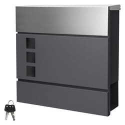 Ecd Germany Boîte Aux Lettres Murale - 37 X 10,5 X 36,5 Cm - Avec Compartiment À Journaux Et Fenêtres - En Acier Inoxydable - Anthracite/argent - Matériel De Montage Et 2 Clés Inclus - Design Moderne