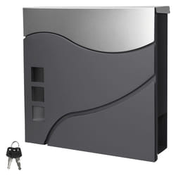 Ecd Germany Boîte Aux Lettres - 37 X 10,5 X 36,5 Cm - Avec Compartiment À Journaux Et Fenêtres - En Acier Inoxydable - Anthracite/argent - Matériel De Montage Et Clés Inclus - Design Moderne