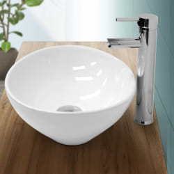 ECD Germany Lavabo Ovale 410x330x142 mm Céramique Blanc