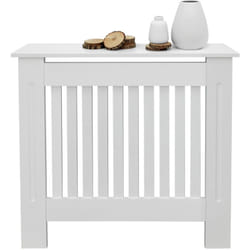 Ecd Germany - Cache-Radiateur Chauffage Moderne - 78x19x82cm - Blanc Étagère en Bois mdf Housse Décorative Robuste Style Maison de Campagne Murale
