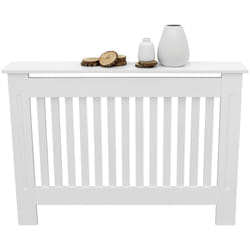 Ecd Germany - Cache-Radiateur Chauffage Moderne - 112x19x82cm - Blanc Étagère en Bois mdf Housse Décorative Robuste Maison de Campagne Murale Meuble