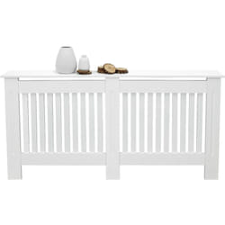 Ecd Germany - Cache-Radiateur Chauffage Moderne - 152x19x82cm - Blanc Étagère en Bois mdf Housse Décorative Robuste Maison de Campagne Murale Meuble