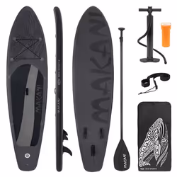 ECD Germany Stand Up Paddle Board Gonflable Makani  320 x 82 x 15 cm  jusquà 150 kg  PVC  Noir  Pompe à Air Pagaie Sac