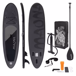 ECD Germany Stand Up Paddle Board Gonflable Maona 308 x 76 x 10 cm jusquà 120 kg PVC Noir Pompe à Air Pagaie Sac