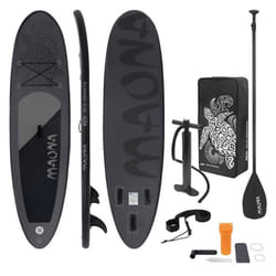 ECD Germany Stand Up Paddle Board Gonflable Maona  308 x 76 x 10 cm  jusquà 120 kg  PVC  Noir  Pompe à Air Pagaie Sac