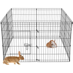 Enclos Extérieur 8 Grilles 124 x 76 cm en Métal Clapier à Lapin Parc pour Petits Animaux Clôture Cage Chat Chien Chiots Rongeur Cochons d'Inde