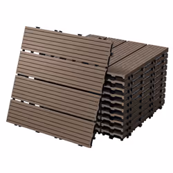 ECD Germany WPC Carreaux 30x30 cm - 11 Pièces par 1m² - avec Aspect Bois - Marron Foncé - Dalles avec Système de Drainage