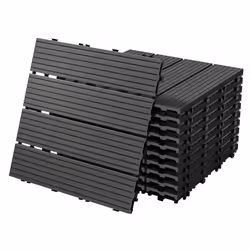 ECD Germany Lot de 11 Dalles de Terrase en WPC 30x30cm pour 1m² Anthracite Montage au Système de Connexion Antidérapant