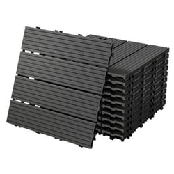 ECD Germany Lot de 11 Dalles de Terrase en WPC 30x30cm pour 1m² Anthracite Montage au Système de Connexion Antidérapant