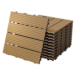 ECD Germany WPC Carreaux 30x30 cm - 11 Pièces par 1m² - avec Aspect de Bois - Teak - Dalles avec Système de Drainage