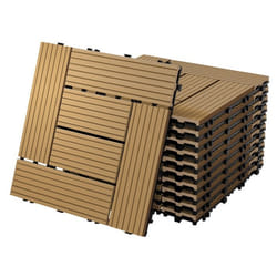 ECD Germany WPC Carreaux de Terrasse 30x30 cm - 11 Pièces par 1m² - avec Aspect Mosaïque - Teck