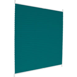 Ecd Germany - Store Plissé Klemmfix 100x100 cm, Bleu Pétrole, Sans Perçage, Montage sur le Cadre de Fenêtres/Portes, Translucide Opaque, Protection