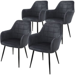 Lot de 4 Chaises de Salle à Manger Cuisine Salon Séjour Gris Foncé Assise Siège Rembourrée en Velours Structure en Métal Fauteuil Rétro avec