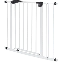 Ecd Germany - Barrière de Sécurité pour Enfants, Chiens, Largeur 85-95 cm, sans Perçage, Blanc, Pivotant des Deux Côtés, Fermeture Automatique,