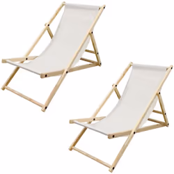 Livraison: 2x Chaise longue Information technique: Matériau du cadre: bois de pin Matériau du plan de couchage: tissu en poly ...
