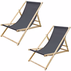 Livraison: 2x Chaise longue Information technique: Matériau du cadre: bois de pin Matériau du plan de couchage: tissu en poly ...